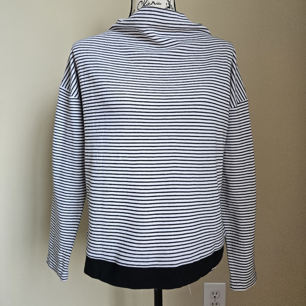 The White Company White Label Top Womens 10 Roll Neck Stripe Pullover